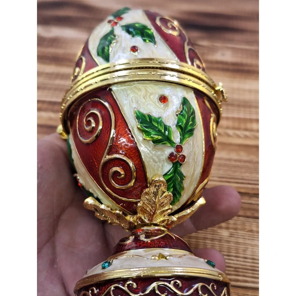 Ornate Decorated Christmas Egg Music Box 